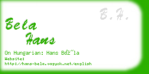 bela hans business card